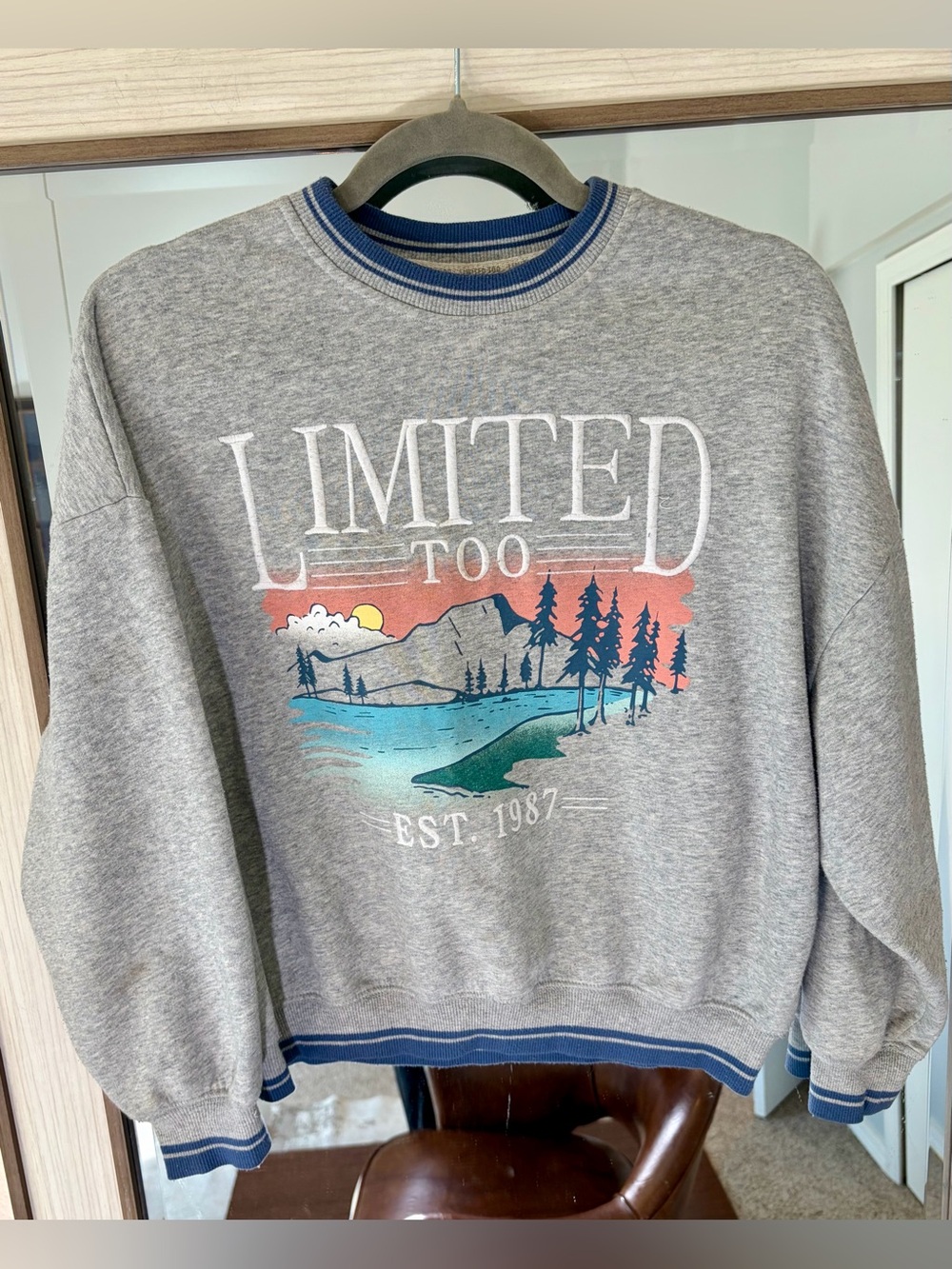 Vintage Limited Too Girls Crewneck Sweatshirt Size M 10 Gray Fleece Pullover